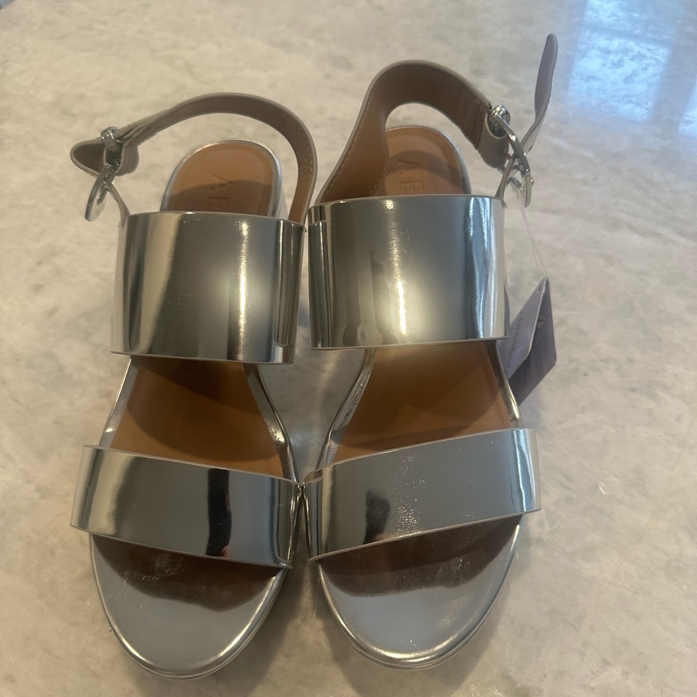 AEROSOLES Shiny Silver Women's Sandals